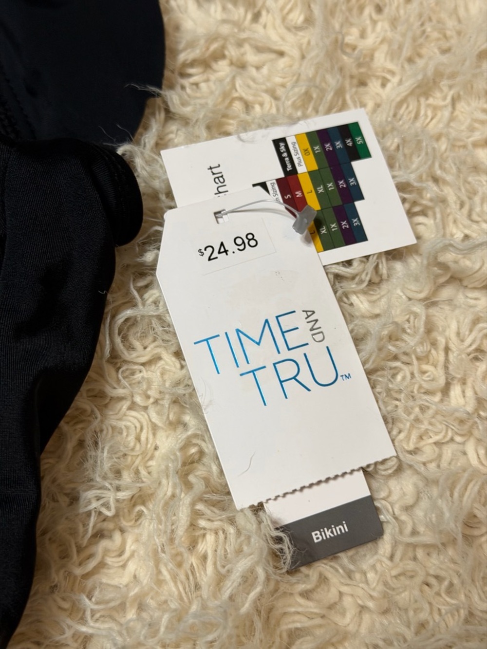 NWT time&tru Black One-Piece Swimsuit with Ruffle Straps - Picture 4 of 8